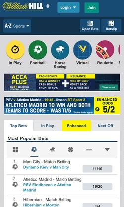 William Hill Mobile Bookmaker Application